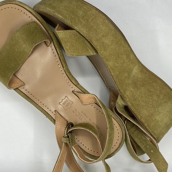 Sundance green suede wedge heel platform sandals size 7.5 Made in Italy - Picture 2 of 9